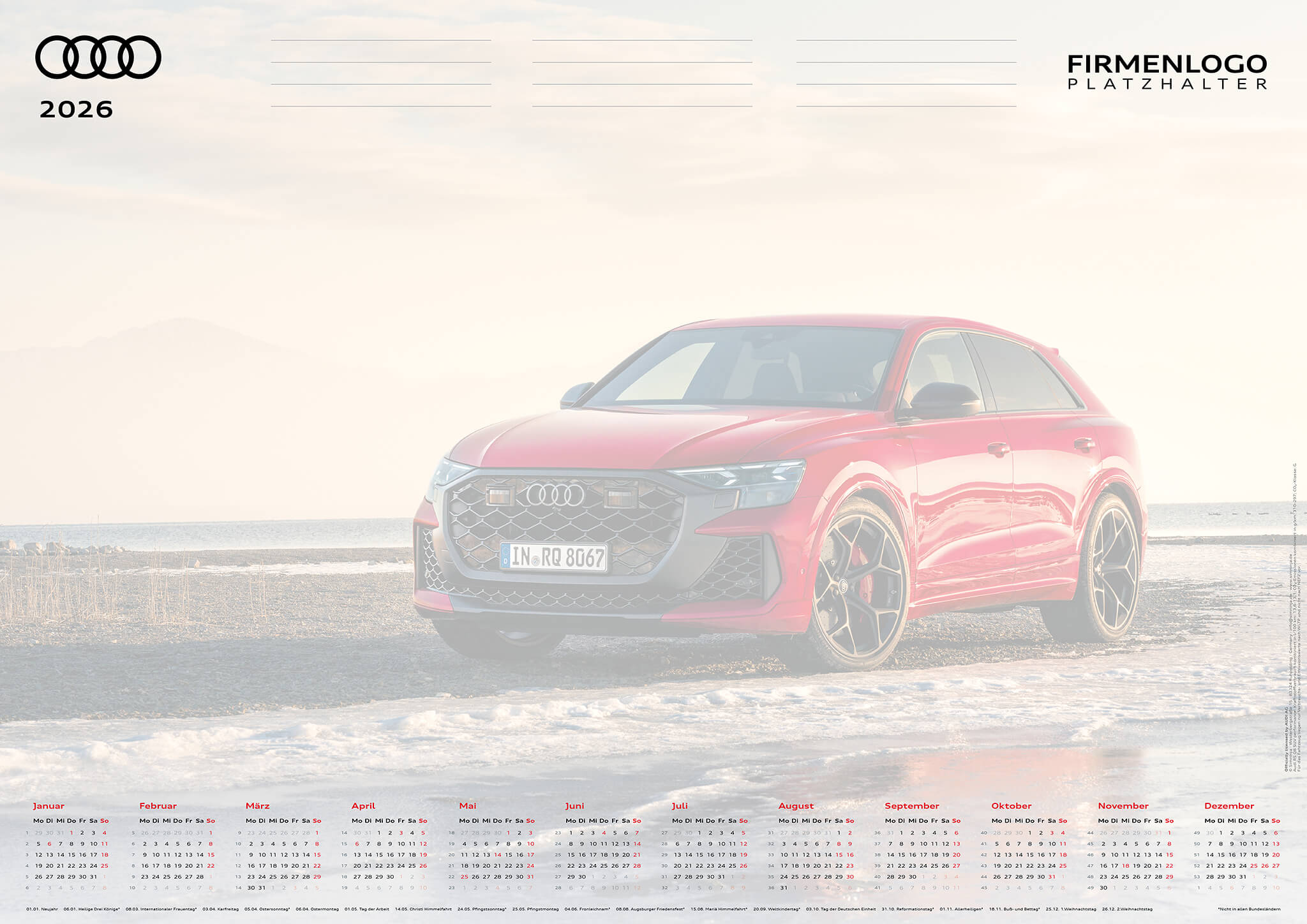 Audi Schreibtischunterlage 2026, DIN A2 – Bild 2