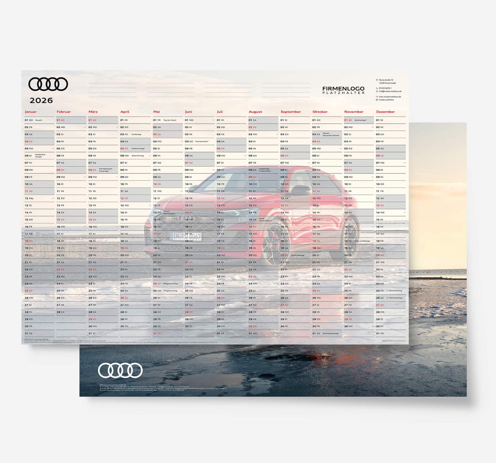 Audi Jahresplaner 2026, DIN A1